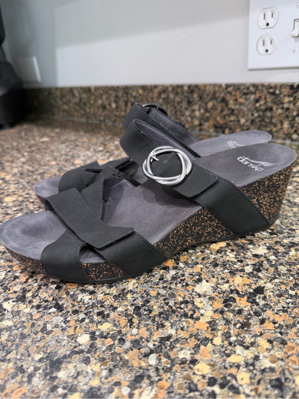 Dansko Women's Black Slide Sandals with Buckle 41 - Picture 2 of 11